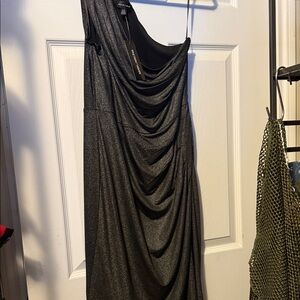 Spense Shimmering Black One Shoulder Dress